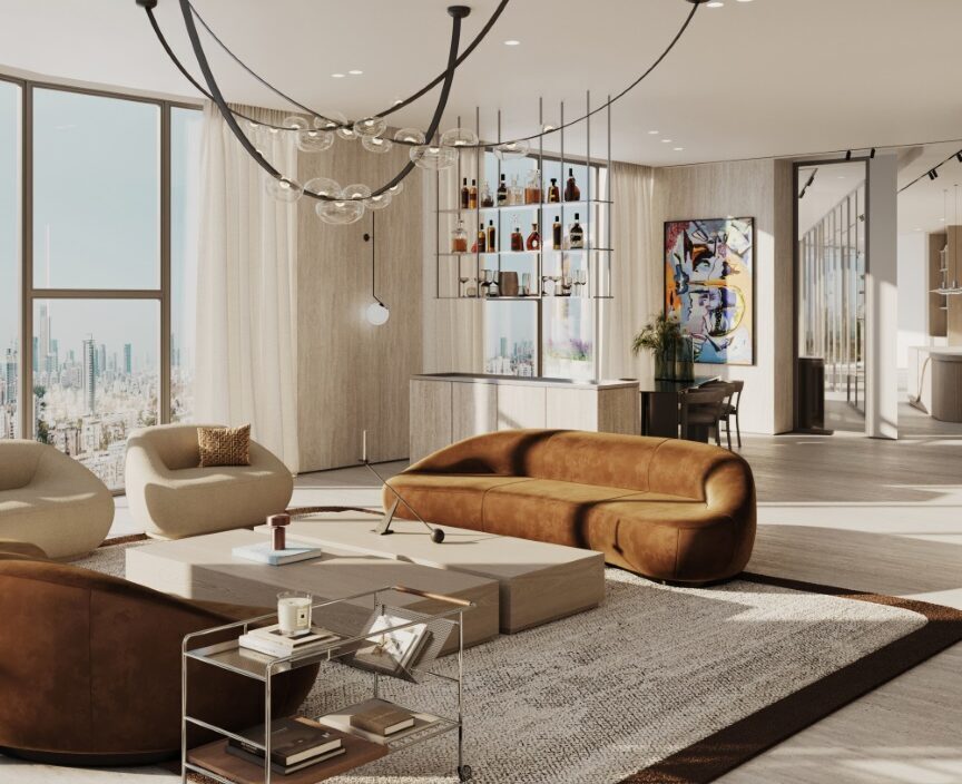 Image showcasing Sculpted Area Penthouse Project By Tzvia Kazayoff